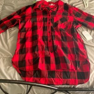 Time and tru, long sleeve red/black plaid shirt. Small (4-6).